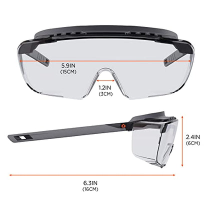 Ergodyne Skullerz OSMIN OTG Safety Glasses, Anti Fog, Over the Glasses Anti Scratch Protective Eyewear - color: Clear Lens