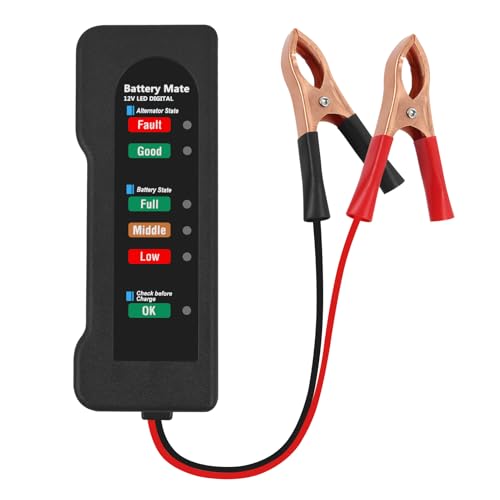 12V Car Battery Tester and Alternator Tester 12 Volt Automotive Battery Analyzer, Charging System Checker with LED Indicator for Cars, Trucks