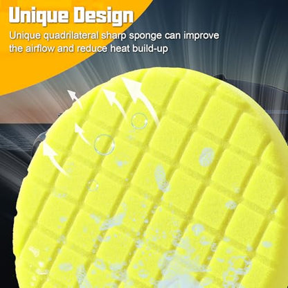 Foam Polishing Pads 6.5 Inch, 3Pcs Yellow Heavy Medium Cut Buffing Pad Set for Car Waxing Paint Care - color: Yellow, size: 6.5 - Inch