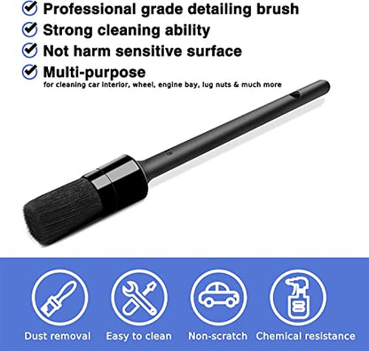 HMPLL 10pcs Detailing Brush Set, Multi-Purpose Car Detailing Brushes for Cleaning Car Interior, Exterior, Engine, Leather, Including 5 car Cleaning Brush, 3 Wire Brush, 2 Air Vent Brush,Black - color: black-10pcs