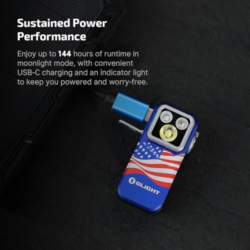 OLIGHT Oclip Pro S Pocket EDC Clip-on Flashlight, Stars Stripes | RGB, UV, 600 Lumens, USB-C Charging, Flash Modes, Magnetic Clip, Inspection, Signaling, Work, Outdoor Use - color: Stars & Stripes Edition