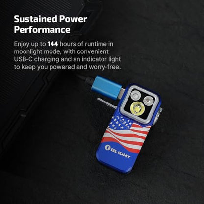 OLIGHT Oclip Pro S Pocket EDC Clip-on Flashlight, Stars Stripes | RGB, UV, 600 Lumens, USB-C Charging, Flash Modes, Magnetic Clip, Inspection, Signaling, Work, Outdoor Use - color: Stars & Stripes Edition