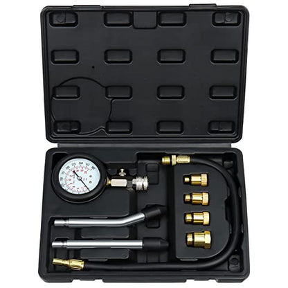 JoyFans 0-300 PSI Compression Tester Automotive Tool, Petrol Gas Engine Cylinder Pressure Test Kit with Gauge Adapter M10 M12 M14 M18 for Small Engine Cars Motorcycles Trucks SUVs Black - color: Black