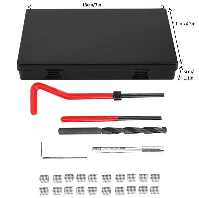 25PCS Thread Repair Kit, M7x1 Thread Inserts in Stainless Steel with Twisted Drill Wrench, Rethreading Tools for Converting Between Metric and Imperial Threaded Holes