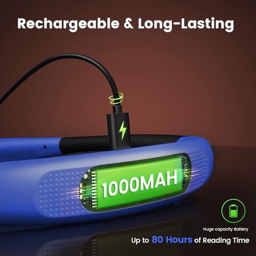 Glocusent Book Light, 3-Color & 6-Brightness Reading Light, Bendable Neck Light, 80-hr Lasting Rechargeable Book Light, Perfect Reading Lights for Books in Bed, Knitting, Repairing, Book Lovers Gifts | 3-Color&6-Brightness, USB-C,LED Neck Reading Light,Wo