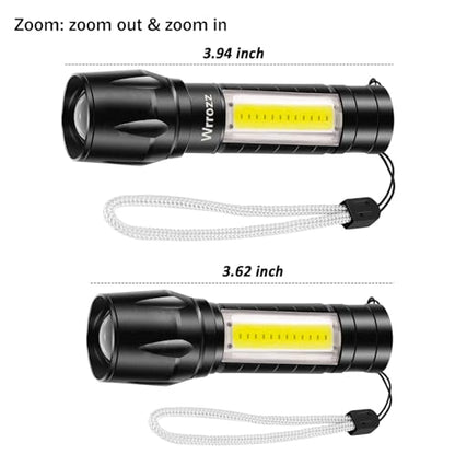 Wrrozz Led Flashlight Rechargeable USB Mini Torch Light, Ultra Brightest Small Flash Light Handheld Pocket Compact Portable Tiny Lamp with Side Lantern, High Powered Tactical Travel Flashlights 1 Pack - size: A-1 pack
