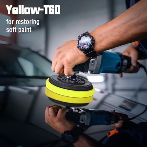 5.5IN Buffing Pads, Polishing Pad 3 Pcs 5.5 INCH Yellow Medium Cut Pad, High-Density Foam Buffing Pads for Car Boat Buffer Compounding, Polishing and Waxing - color: Yellow, size: 5.5 - Inch