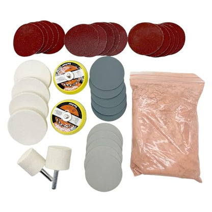 34Pcs/Set Glass Polishing Kit, Deep Scratch Remover, Multifunctional Cerium Oxide Polishing Powder, Glass Repair Kit for Windscreen, Windows, Tables, and Aquariums