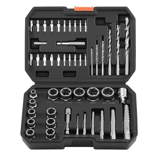 VEVOR 49-Piece Bolt Extractor Kit and Easy Out Screw Extractor Set, Lug Nut Removal Tool with Drill Bit Set for Removing Damaged, Frozen, Broken, Rusted, Rounded-Off Bolts, Nuts & Screws, Adapters - size: 49 PCS