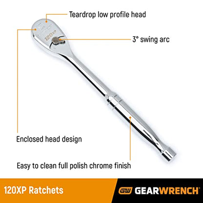 GEARWRENCH 51 Pc. 1/4 Inch Drive 6 Pt. 120XP Mechanics Tool Set, Standard & Deep, SAE/Metric - 80300P - size: 1/4"