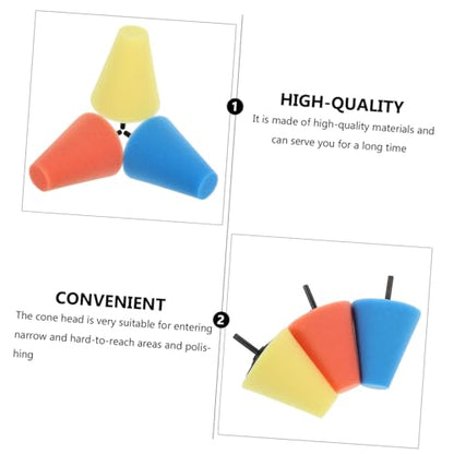 3pcs Car Wheel Polishing Cone Buffing Pads Set Auto Wheel Polishing Sponge for Drill Buffing and Car Maintenance