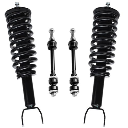 Detroit Axle Replacement for 2005-2009 Dodge Dakota Mitsubishi Raider 2WD/RWD Front Quick Install Struts w/Coil Spring Assembly + Sway Bar Links - 4pc - size: 4QS2200321/Sway Kit