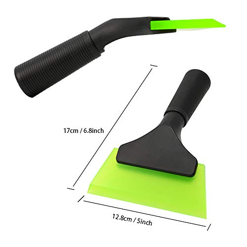 FOSHIO Small Squeegee with 5 Inch Green Rubber Blade Mini Wiper Window Tinting Tools for Mirror Glass Window Cleaner with Non-Slip Handle, 2 Pack - color: With 2 Pack Green