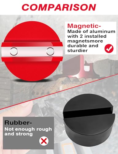 0.45'' Grooved Magnetic Jack Pad, 2PCS, Red | Aluminum Alloy, Universal, Pinch Weld Jack Pad, Floor Jack Adapter, Frame Rail Pretection - color: Red 2 Pack