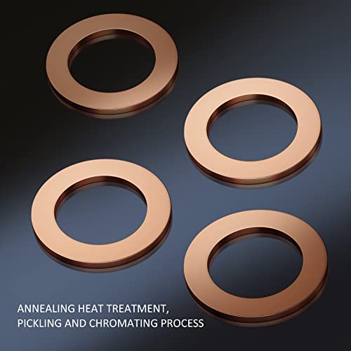 (20Pcs) M12 (12 * 18 * 1.5) Oil Drain Plug Red Copper Gaskets Crush Washers Seal Ring Replacement for Select Models DFL-044 - size: Crush Washers