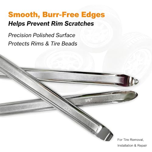 3-Piece 24-Inch Tire Iron Spoon Set - Heavy-Duty Steel Tire Pry Bar Kit with Zinc Coating, Bead Lifting Tool for Motorcycle, Car, and Vehicle Tire Maintenance - size: 24 inch