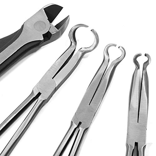 XtremepowerUS 9 Pieces 11" Long Reach Needle Mechanics Electricians Craft & Hobby Nose Pliers 45° Bent Nose，90° Bent Nose Plie Diagonal Pliers for Narrow Spaces with Pouch Set