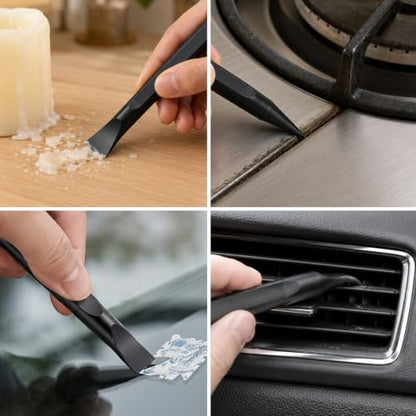 Car Detailing Pick Set 12 PCS Black Plastic Scraper Crevice Cleaning Tool | Automotive Interior Supplies, 9 Non Scratch Spudger Kits & 3 Wire Nylon Brass Brush Pack for Deep Automotive Gaps