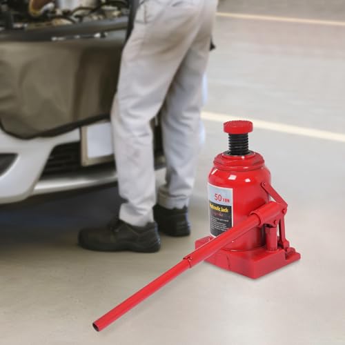50 Ton Hydraulic Car Bottle Jack - Low Profile, Double Ram, Automotive Welded Hydraulic Jack for Truck Repair, (110,231 lbs) - style: 50 Ton