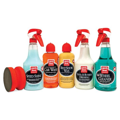 Griot's Garage Starter Car Care Kit, Vehicle Detailing Set, Includes Car Wash, Wax, Vehicle Detailer, Wheel Cleaner, Clay Bar, Vinyl and Rubber Dressing, 11131