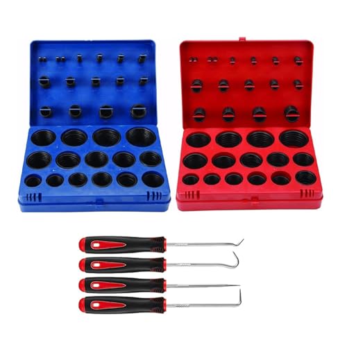 SAE Metric Rubber O-Ring Washer Assortment Kit, Automotive Storage Case, Mini Pick and Hook Set