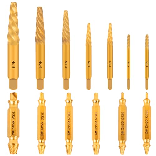 Damaged Screw Extractor Set, 13Pcs Easy Out Bolt Extractor Set Drill Bit Tools for Removing Rusty Broken Hardware, Spiral Screw Extractor for Stripped Screws Nuts & Bolts - size: 13 Pieces
