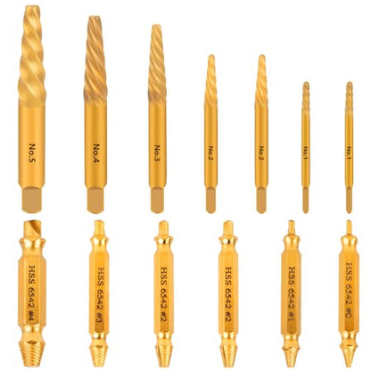 Damaged Screw Extractor Set, 13Pcs Easy Out Bolt Extractor Set Drill Bit Tools for Removing Rusty Broken Hardware, Spiral Screw Extractor for Stripped Screws Nuts & Bolts - size: 13 Pieces