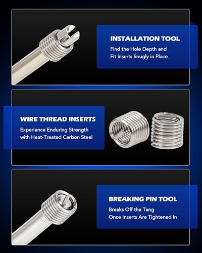 Orion Motor Tech 172pc Thread Repair Kit, Metric Thread Restorer Kit with HSS Drill Bits Taps Inserts Breakoff Installation Tools, Auto Rethreading Restorer Tool Kit in M5 M6 M8 M10 M12 Sizes - size: Metric Set