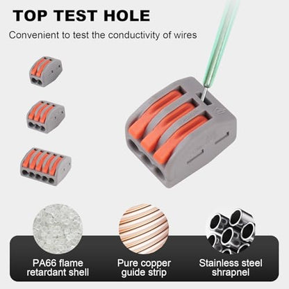 30PCS AVARBUVO Lever Wire Connectors, Quick Wire Splice Connectors Push-in, 2/3/5 Conductor Combination Kit with 1 in 1 Out Inline Terminals, 28-12 AWG - size: 30PCS