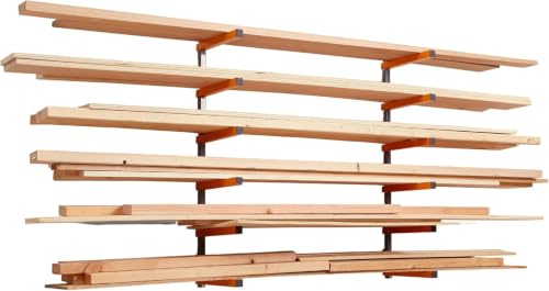 Bora Wood Organizer and Lumber Storage Rack with 6-Level Wall Storage Racks – Indoor and Outdoor Use, In Orange PBR-001 - color: Orange & Gray