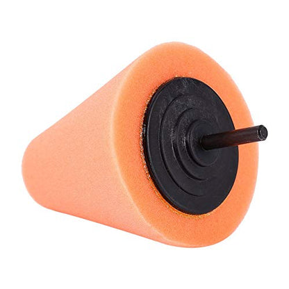Wheel Polishing Cone Pad Buffing Sponge Foam Pads Durable Taper Design for Automotive Wheels Boats Motorcycles Orange Yellow Blue 1PCS
