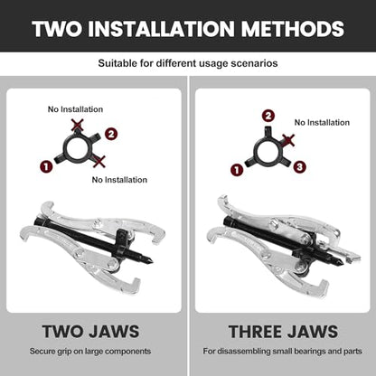 Motor Tech Gear Puller Set, 3" 4" 6" 8'' 3 Jaw Puller Kit for Pulley Gear Bearing Flywheel Removal, Heavy Duty Pulley Puller with Reversible Jaws Bearing Puller Tool Kit (3'' 4'' 6'' 8'') - style: 3'' 4'' 6'' 8''