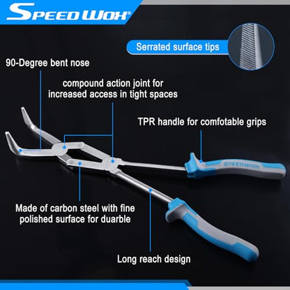 SPEEDWOX 13-Inch Long Reach Bent Double Jointed Dual Pivot Pliers - style: 90-Degree Bend Nose Pliers