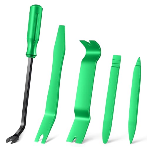 5 pcs Auto Trim Removal Tool Kit, No Scratch Plastic Pry Tool Kit - Interior Door Panel Clip Fastener Removal Set for Vehicle Dash Radio Audio Installer (Green) - color: Green