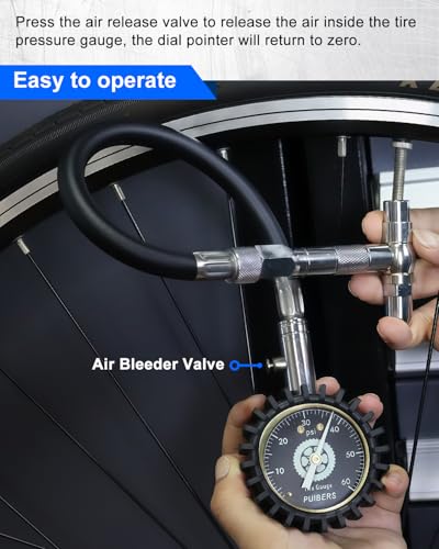 Schrader/Presta Motorcycle Tire Pressure Gauge 60 PSI， 2'' Dial Glow in Dark - Tire Air Pressure Gauge for Car, Motorbike, Bicycle,SUV,Truck Fits Schrader/Presta Valves - size: 60PSI Schrader/Presta