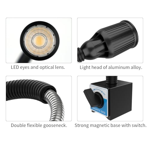 Magnetic Work Light, 1320 Lumens LED Lathe Machine Light with Flexible Gooseneck and Magnetic Base, Shop Tool Lamp for Lathe, Work Bench, Sewing Machine, Grill, Industrial Lightin