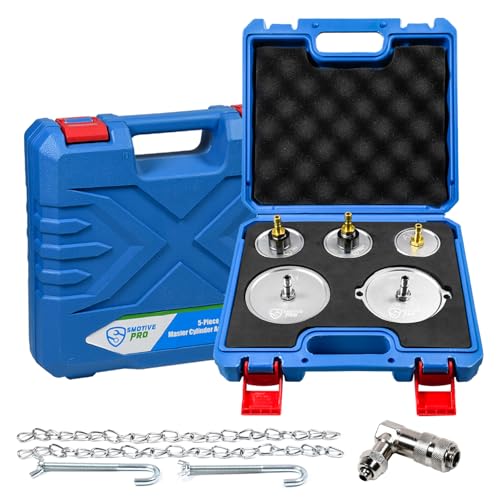SMOTIVEPRO 5-Piece Master Cylinder Adapter Set, Professional Brake Bleeder Adapter Compatible with Most Pressure Brake Fluid Bleeder kit for Brake Fluid Filling - size: 5pcs Master Cylinder Adapter Set
