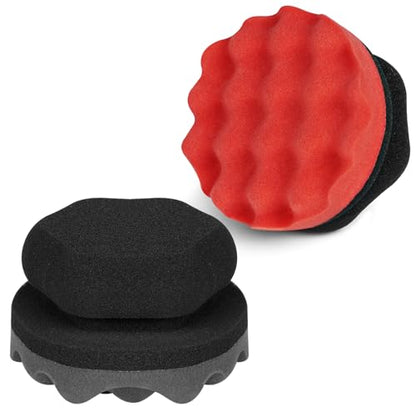 2 Pack Large Tire Shine Applicator Pad, Tire Hex Grip Applicator, Tire Shine Car Detailing Foam Sponge Tool, Reusable Car Cleaning Supplies After Car Wash Tire Cleaner for Applying Tire Shine - color: Red and Gray