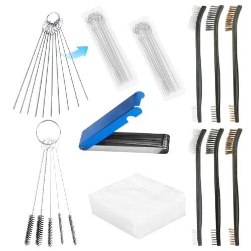 Throttle Body Cleaner Kit, Carburetor Cleaning Kit, Torch Tip & Carb Dirt Remove Cleaner Set - style: 33 Cleaning Wires & 50 Cloth & 5 Fine Brushes & 6 Double-Ended Brushes