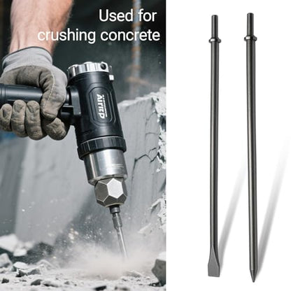 2 Pack 14" Air Hammer Bits Attachments,0.401 Inch Shank Chisel Bit Set,Cr-Mo Alloy Steel Punch (2 Pack 14") - size: 2 Pack 14"
