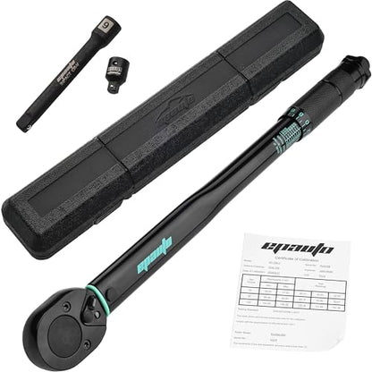 EPAuto 1/2-inch Drive Click Torque Wrench, 10-150 ft/lb, 13.6-203.5 N/m, Black | 1/2-inch 10-150 ft/lb, 13.6-203.5 N/m - size: 1/2-Inch Drive 10-150 ft-lb