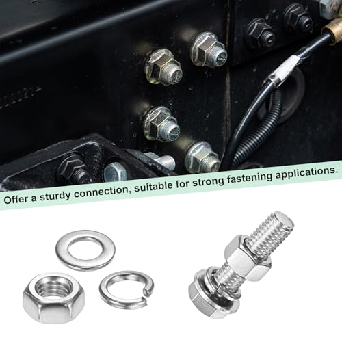 M METERXITY 10-Pack Hex Head Screw Bolt with Nuts Flat & Lock Washers M12x45mm Stainless Steel Bolts and Nuts Kit Fully Threaded Metric Bolt Assortment for Equipment/Machinery - size: M12x45mm