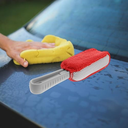 SOLUSTRE Car Detailing Brushes Set with Soft Sponge Tire Shine Applicator Pad and Wheel Rim Cleaning Brush for Auto Tire and Rim Care