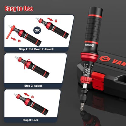 VANPO Torque Screwdriver, 10-60 In-lb, 24 Piece, Click Style for Gunsmith | 1 in-lb Increment, Grip ergonomics, 1/4 Inch Torque Wrench Screwdriver Set with S2 Bits for Electronics, Bike & DIYer - size: 10-60 inlb