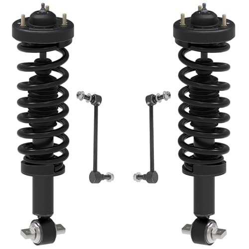 Detroit Axle - 4pc RWD Front Struts Sway Bars for 2021 2022 2023 2024 Ford F-150, 2 Struts with Coil Spring 2 Sway Bar End Links Replacement Suspension Kit - size: 4QS45020/ sway kit