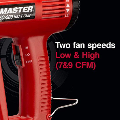 Master Appliance EC-200K Variable Temperature Heat Gun Kit, Heat Gun for Wire Connectors, Heat Gun Kit for Paint Stripping, 120V, 10 Amps, 1200W - USA Company