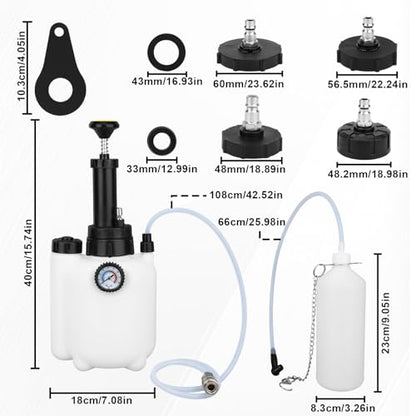 11pcs 3L Brake Bleeder Kit with Vacuum Pump, 1L Waste Bottle & 4 Master Cylinder Adapters - One Person Brake Pressure Bleed System Motive Power Fluid Bleeding Tool for Most Vehicles