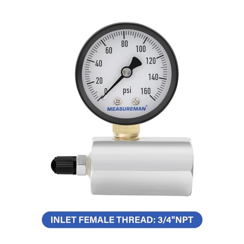 MEASUREMAN Low Pressure Gas and Water Test Kit: Gas Line Pressure Test Kit, Gas/Water, 0 to 5 psi - size: 2.5" 0-5psi & 2" 0-160psi