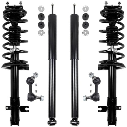 Detroit Axle - Front Struts & Coil Spring Sway Bars + Rear Shock Absorbers Replacement for 2007-2010 Mazda CX-9-6pc Set - size: 6AQS47248/Shock Kit