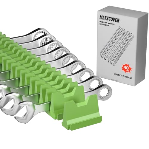40PCS Modular Wrench Organizer Wrench Holder for Tool Drawer Storage | Wrench Tool Organizers, Wrench Storage Set, with Metric & SAE Label, Wrench Rack Tool, for Professional Mechanics Men, Green - color: Green, size: 40 PCS
